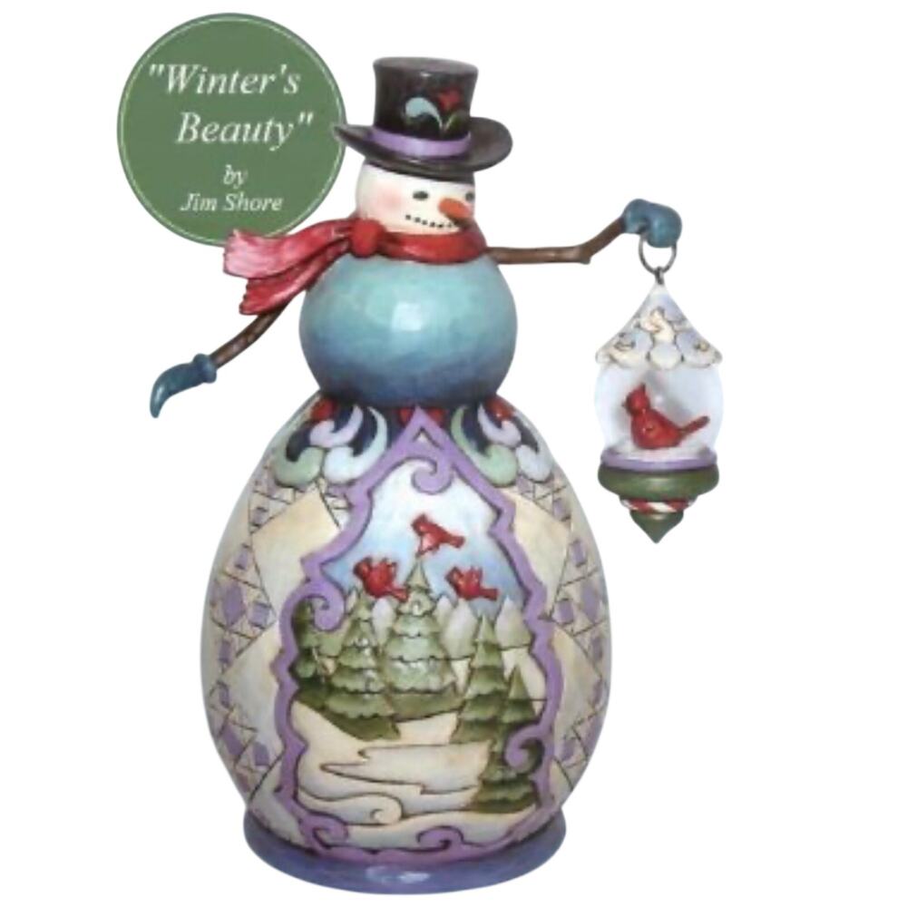 Jim Shore Enesco Winter's Beauty Snowman With Glass Globe Figurine 4025734 NIB